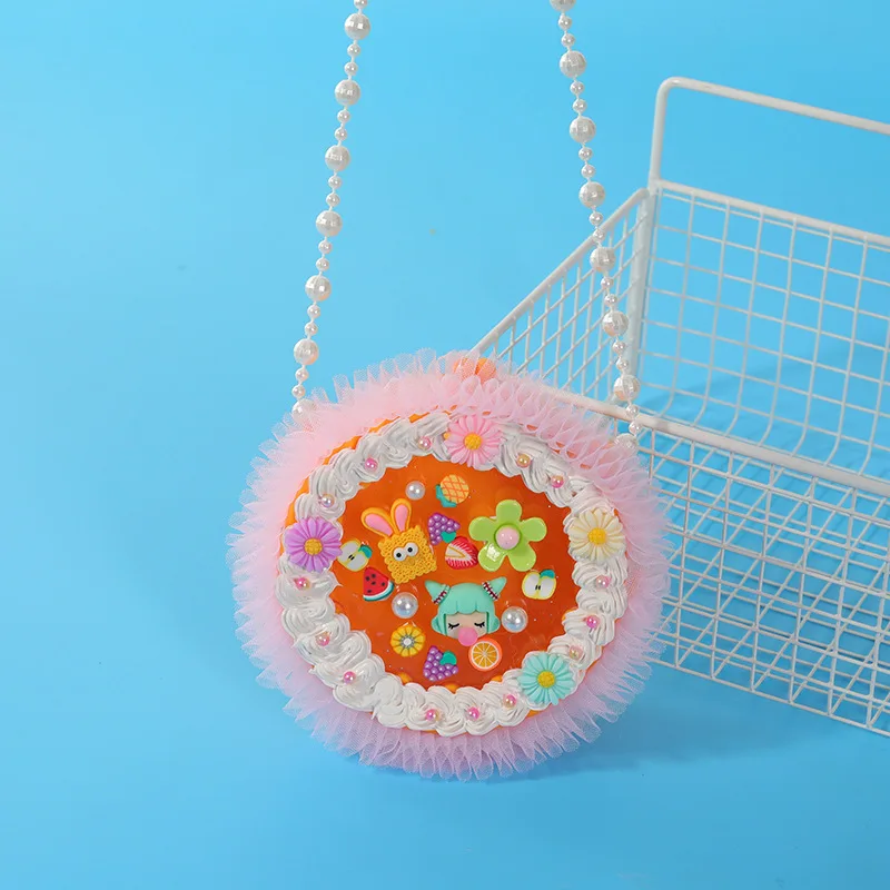 Handmade Material Pack Cream Gel DIY Satchel Girl Pearl Shoulder Bag Handicraft Accessories Crossbody Bag Children's Day Gifts