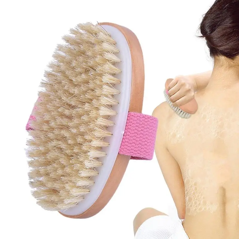 

Dry Bath Body Brush Portable Brushing Natural Bristles Body Scrub Multifunctional Body Scrubber For Shower Bathing Cleansing