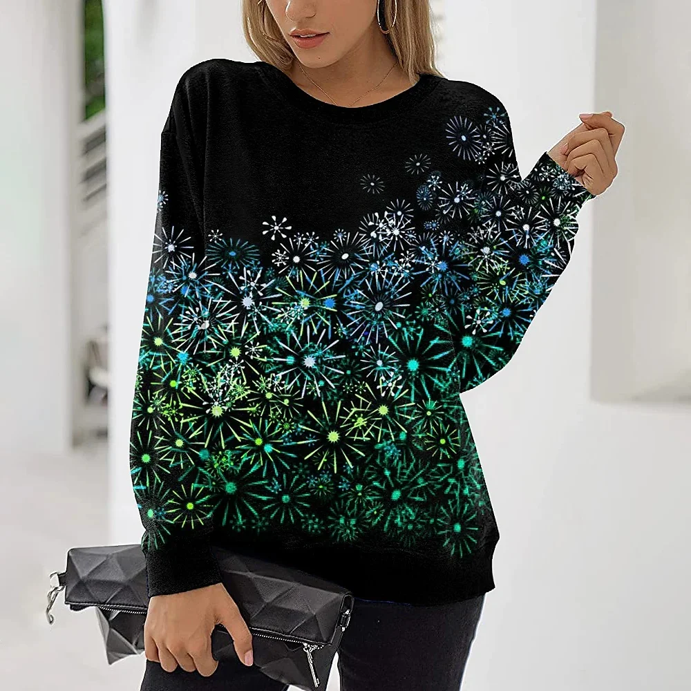 

2022 [New In] Women's Floral Theme Painting T Shirt Floral Print Round Neck Basic Tops Green Blue Purple / 3D Print