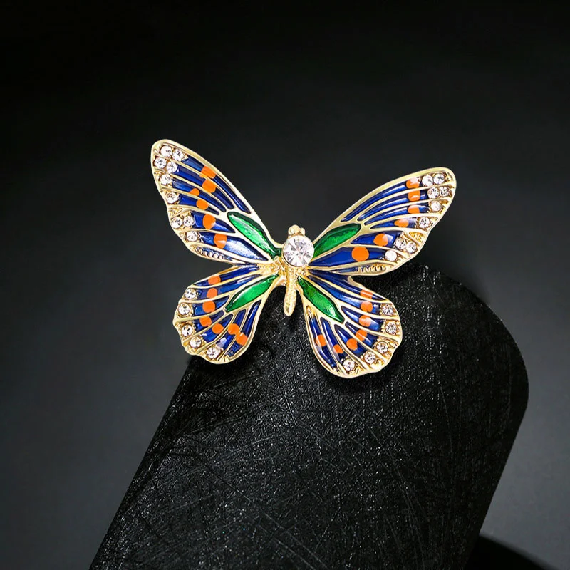 

Butterfly brooch alloy three-dimensional rhinestone high-grade pin advanced retro texture clothing corsage
