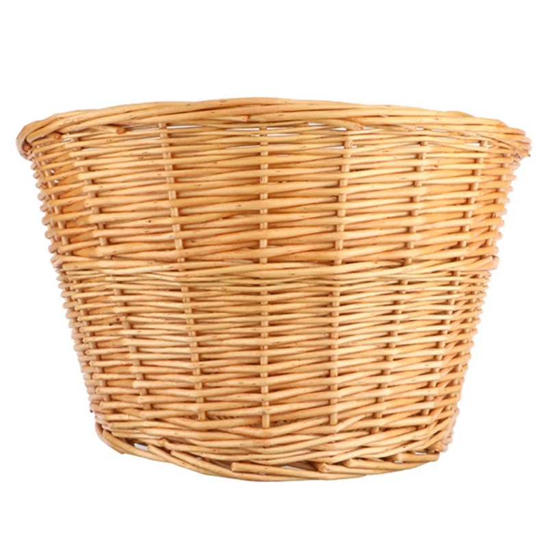 

Vintage Rattan Bicycle Wicker D-Shaped Bike Front Baskets Kids Cart Craftsmanship Handlebar Storage Box