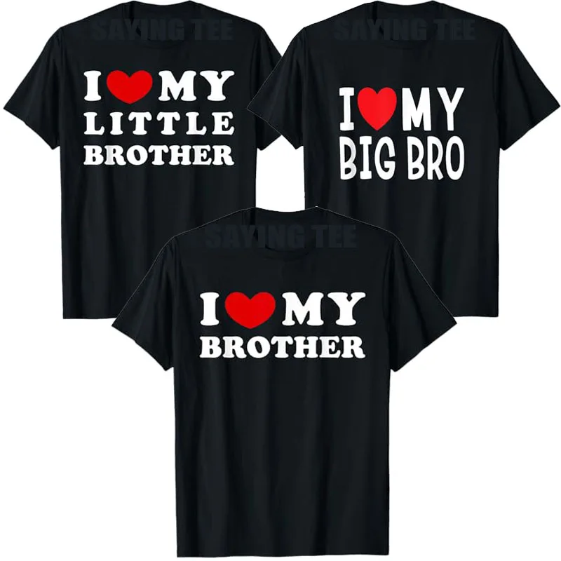 Футболка I Love My Little Brother Big Bro Heart с юмором забавные футболки надписью I-Love-My-Brother