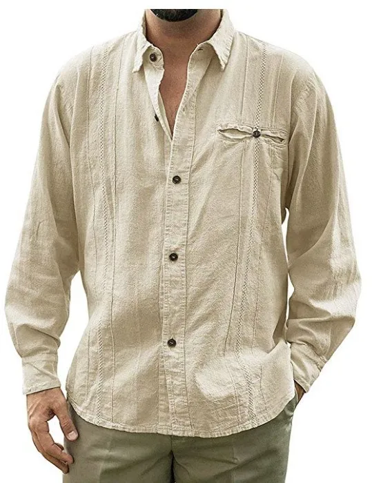 Mattswag Cotton Linen Solid Color Shirts For Men Spring Autumn Long Sleeve Fashion Simple Men's Clothing Casual Handsome Camisa