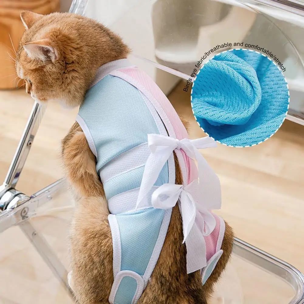 

Cat Recovery Suit Easy-wearing Pit Strip Modal Abdominal Wounds Cat Professional Recovery Suit Pet Clothes Pet Clothes