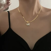 kimitoshi heart snake bone chain titanium steel color preservation simple tide necklace niche collarbone necklace pearl