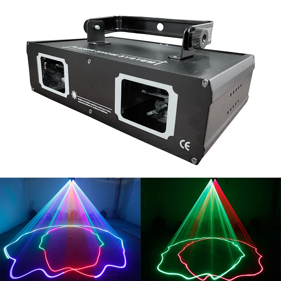 Hot sales 2 Lens Red Green Blue RGB Beam Laser Light DMX 512 Professional DJ Party Show Club Holiday Home Bar Stage Lighting