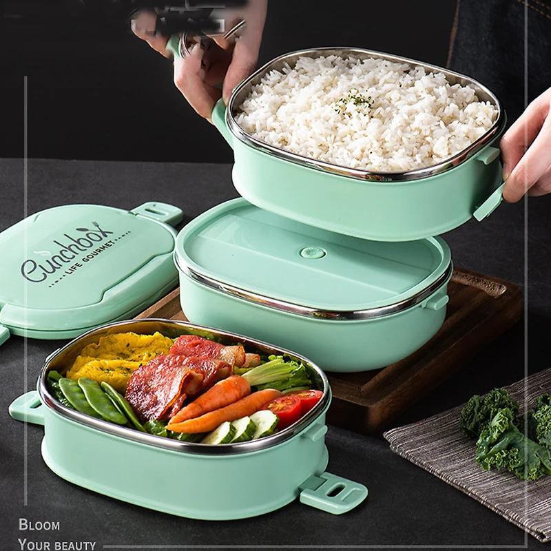 

2/3-уровневый Ланч-бокс с термоизоляцией, квадратный многоуровневый японский Ланч-бокс, герметичный изоляционный бокс с защитой от перелива