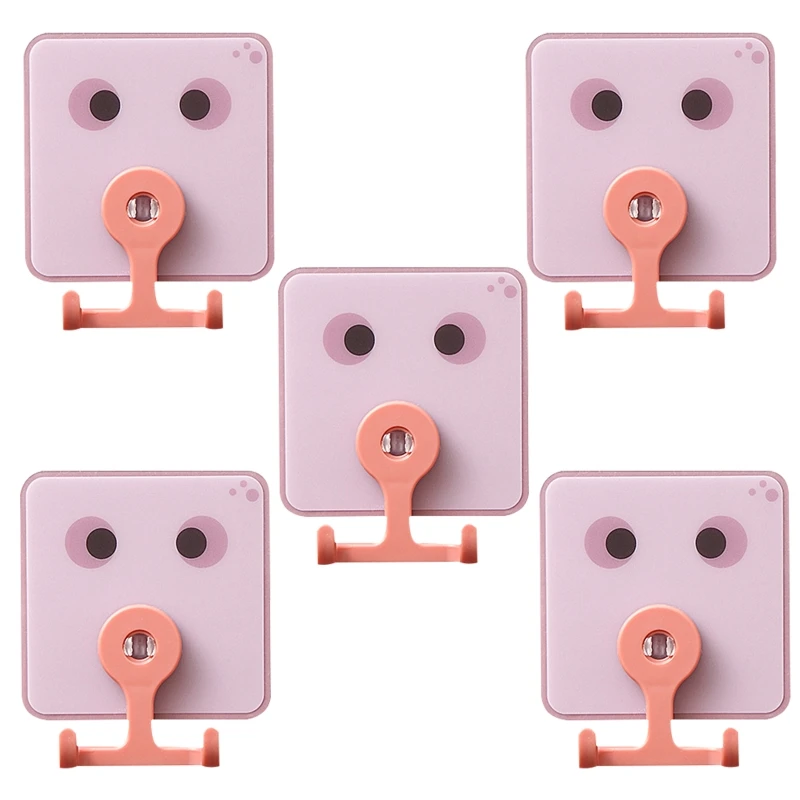 

67JB 5 Pcs Plastic Double-ended Wall Hooks Coat Hanger Towel Holder for Kitchen Bathroom Toilet Behind the Door Punch-free