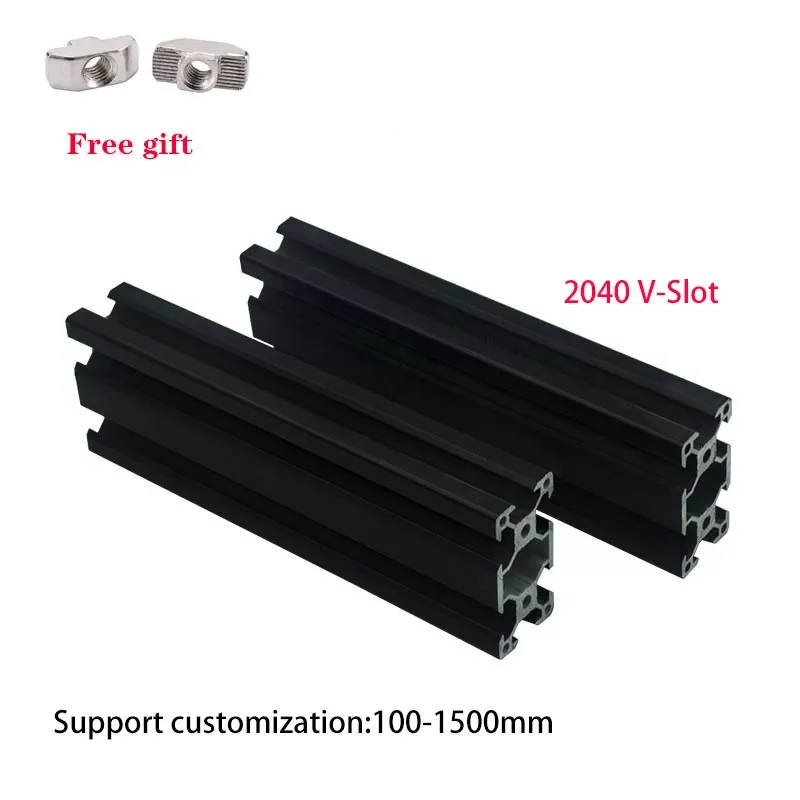 

Aluminum Profile Extrusion Frame Black 2040 V- SlotEuropean Standard 100mm-1200mm Anodized Linear For CNC 3D Printer Parts