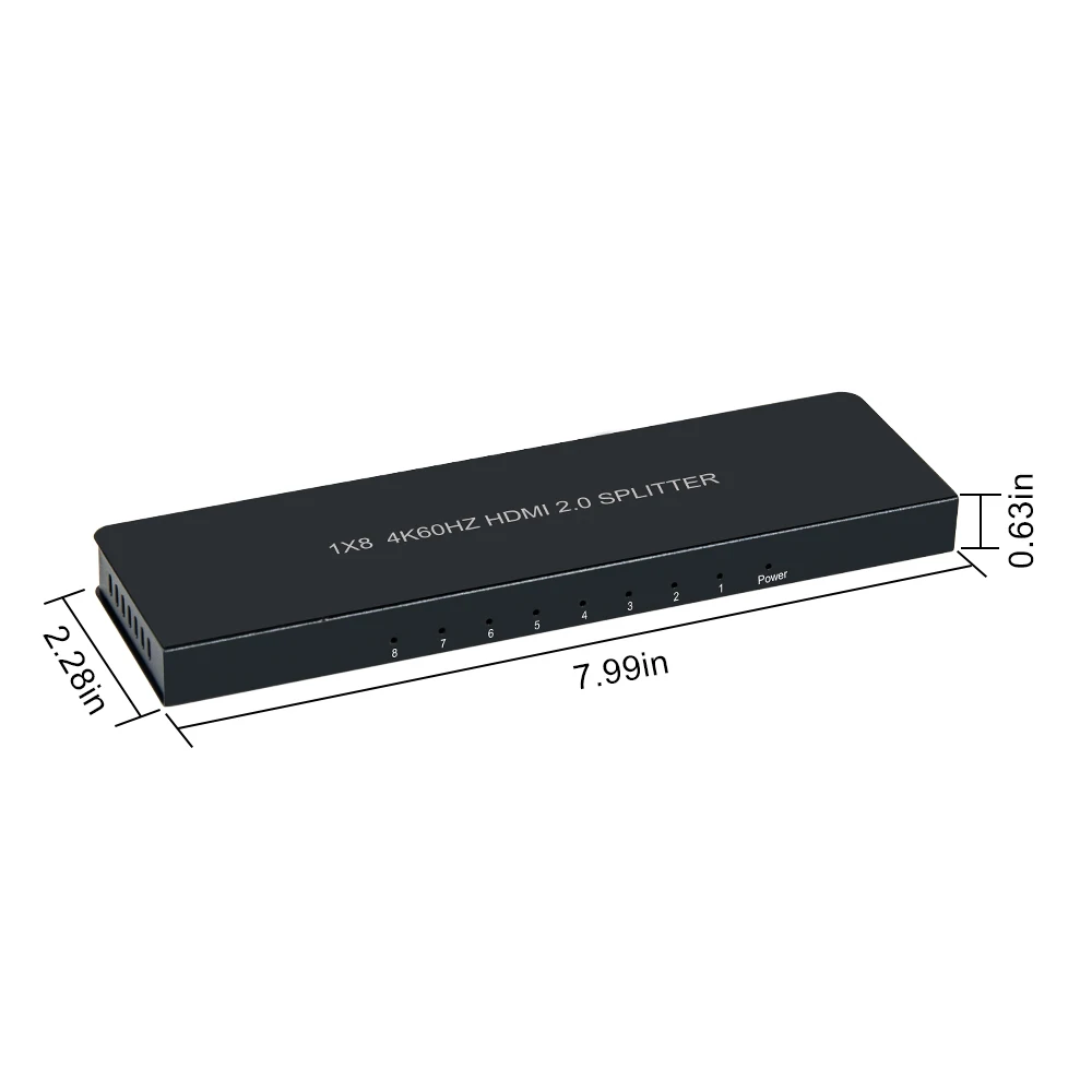 Разветвитель HDMI 1 в 8 поддержка 4K2K Full 3D 12-битный LPCM 7.1CH DTS-HD 18 Гбит/с HDCP 1.4/2.2 для