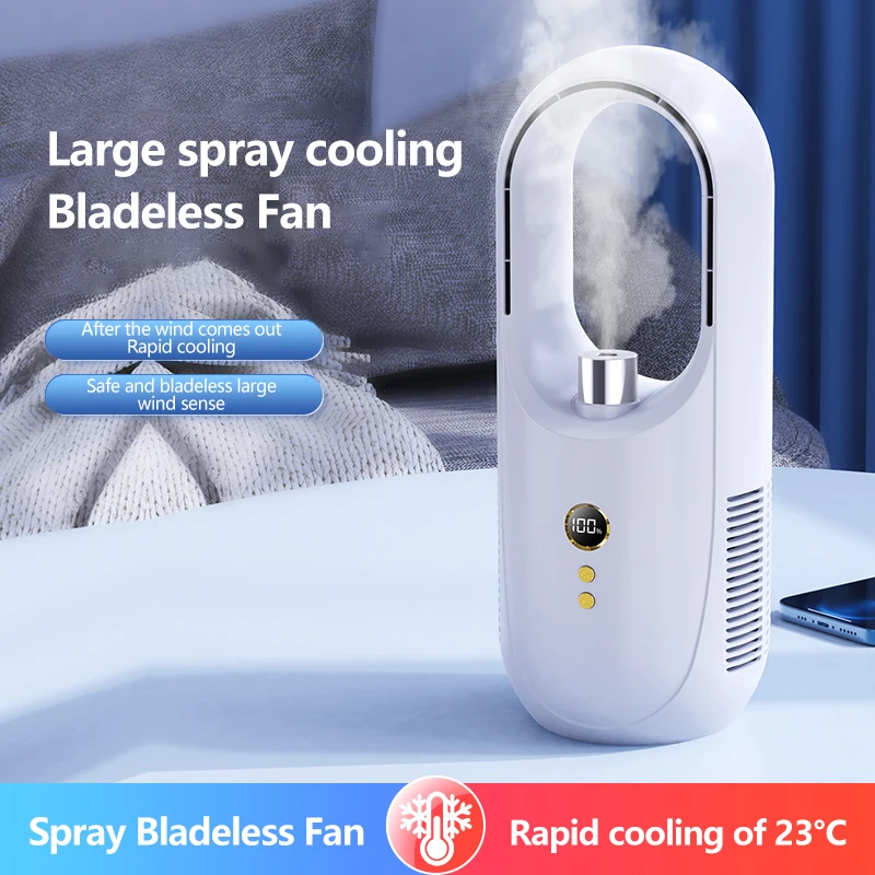 

Portable 6-speed Wind Air Cooling Fan Household Air Humidifier USB Rechargeable Electric Mini Fan Offic Desk Turbo Bladeless Fan