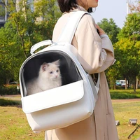 cat carrier breathable pet carrier backpack foldable bag for pets travel pu leather cats backpacks pet accessories cat carry bag