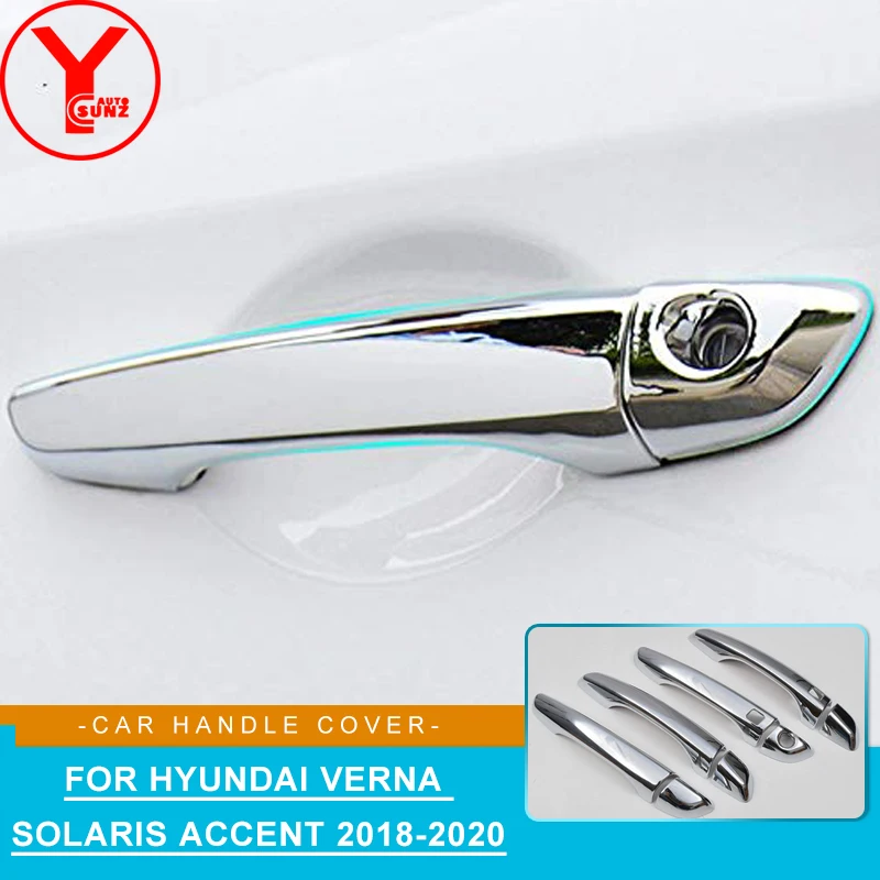 

Car Chrome Door Handle Anti Scratch Cover For Hyundai Verna Solaris Accent 2018 2019 2020 Exterior Decoration Accessories YCSUNZ