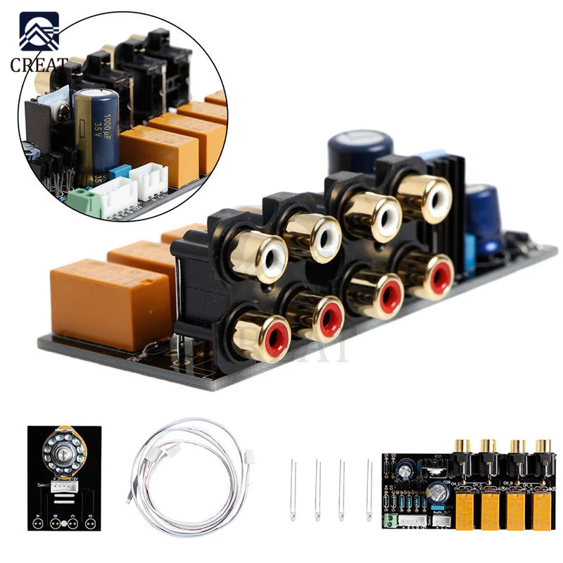 

Audio Input Signal Selector Relay Board 4 CH Signal Switching RCA for Amplifiers Speaker Signal Switch Amplifier Board