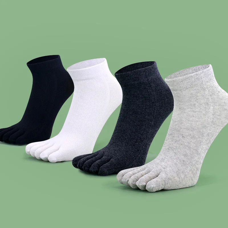 

1Pairs Women Men Cotton Five Finger Short Socks Girl Solid Color Breathable Soft Elastic Harajuku Socks With Toes Couples Soxs