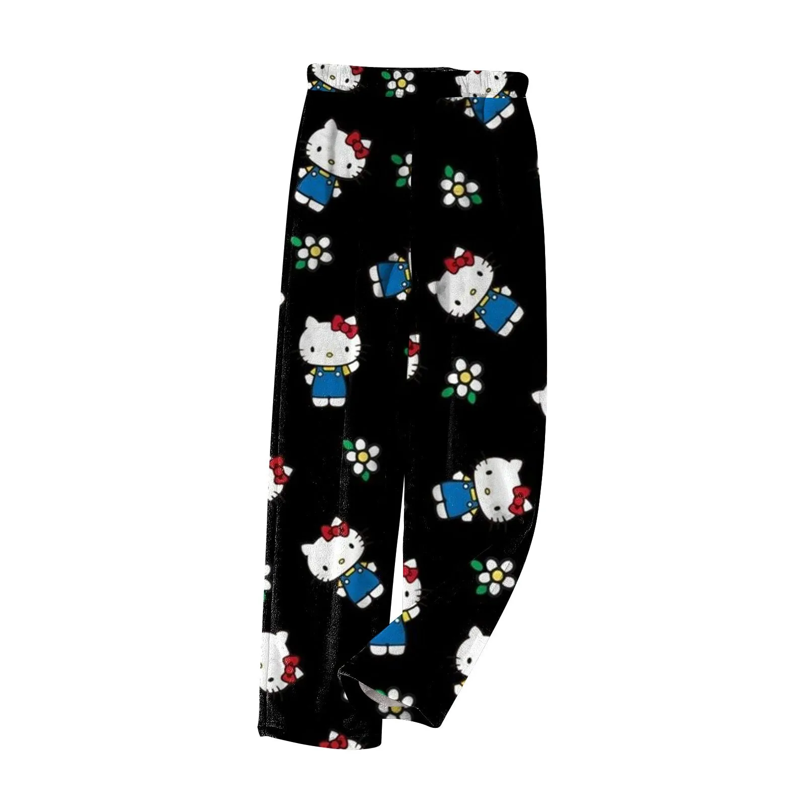 Sanrio аниме Хэллоуин Hello Kitty Y2K фланелевые пижамные штаны домашние теплые