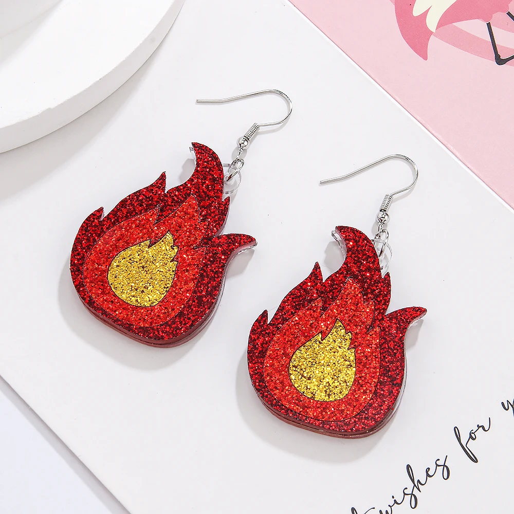 Новые длинные подвески в форме пламени акриловые двойные Прошитые ювелирные