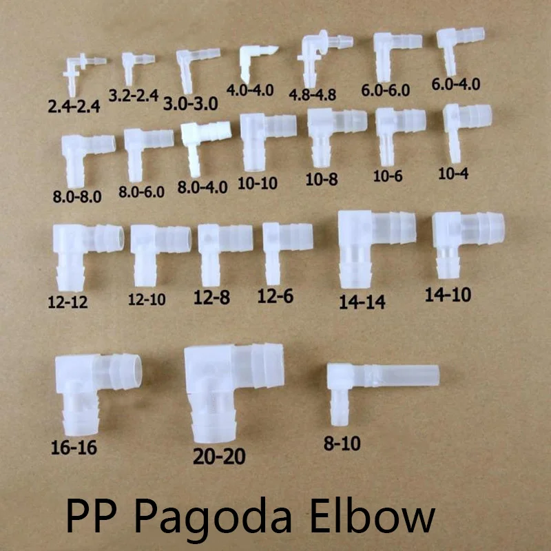 

PP Pagoda Elbow Connectors Aquarium Fish Tank Fittings Air Pump Aerator Hose Joints 5 Pcs