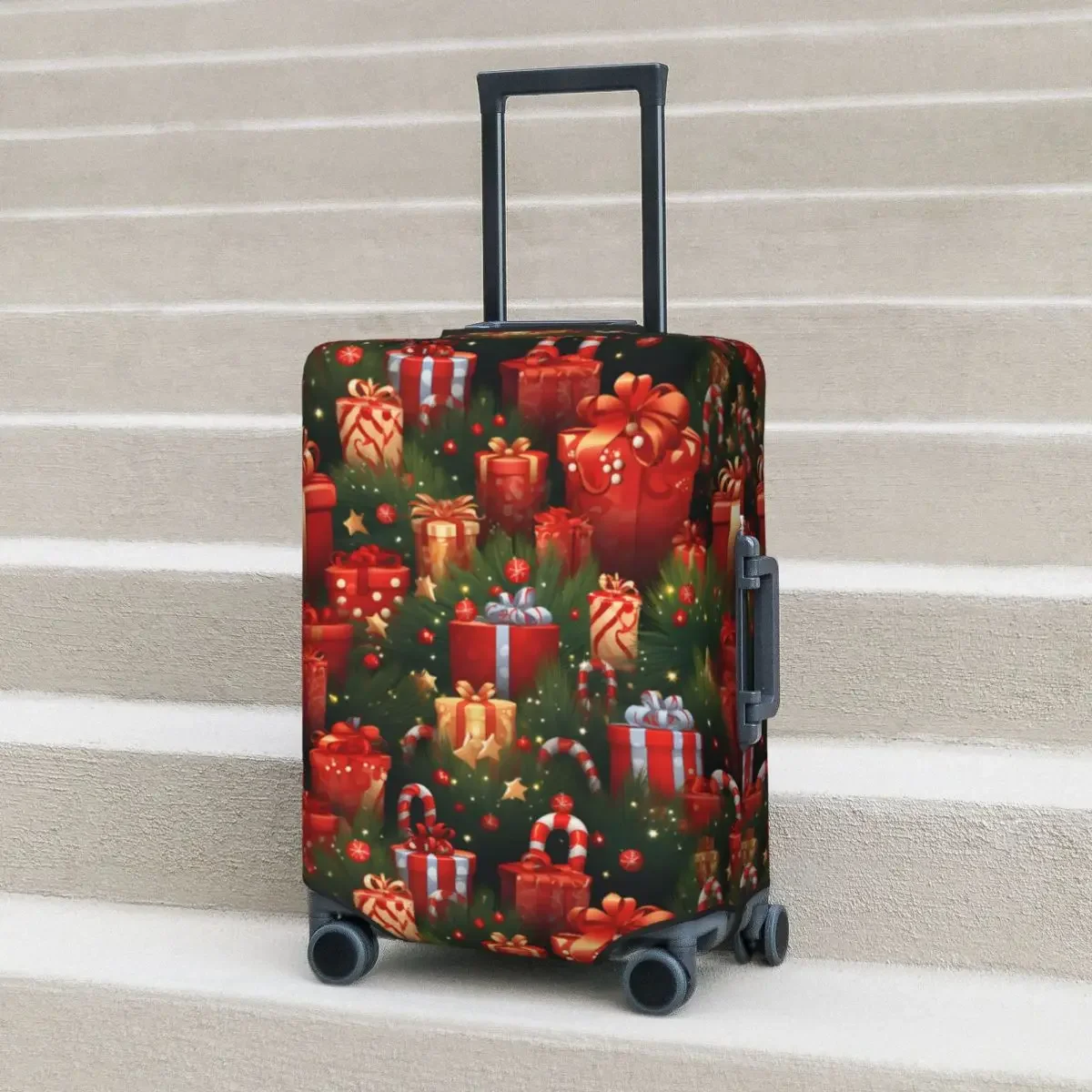 

Christmas Presents Pattern Suitcase Cover Tree Ornaments Funny Strectch Business Protector Luggage Accesories Vacation