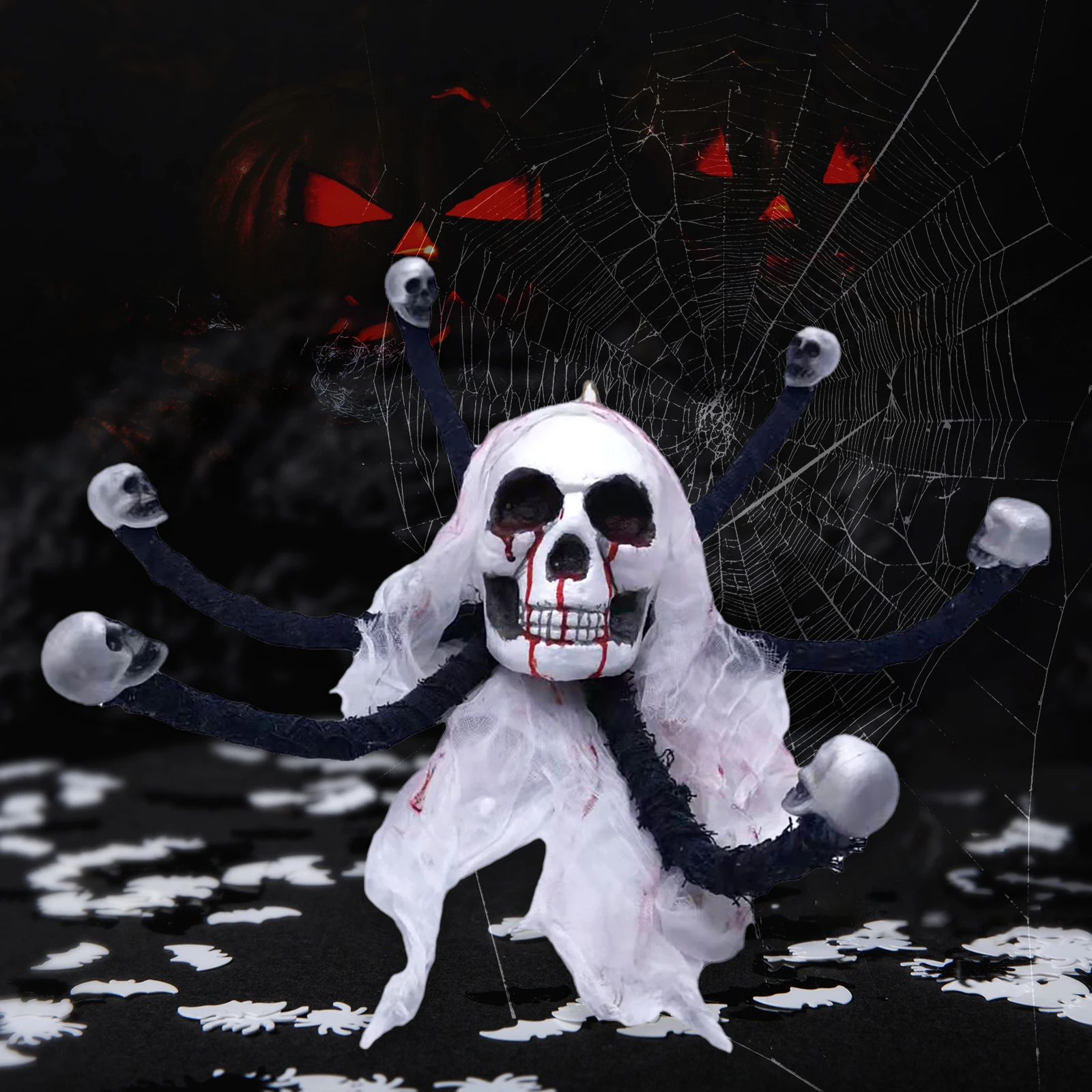 

Хэллоуин подвесной паук Череп Призрак украшение для дома с привидениями Череп Призрак страшный сад с приведениями патио дом реквизит для в...