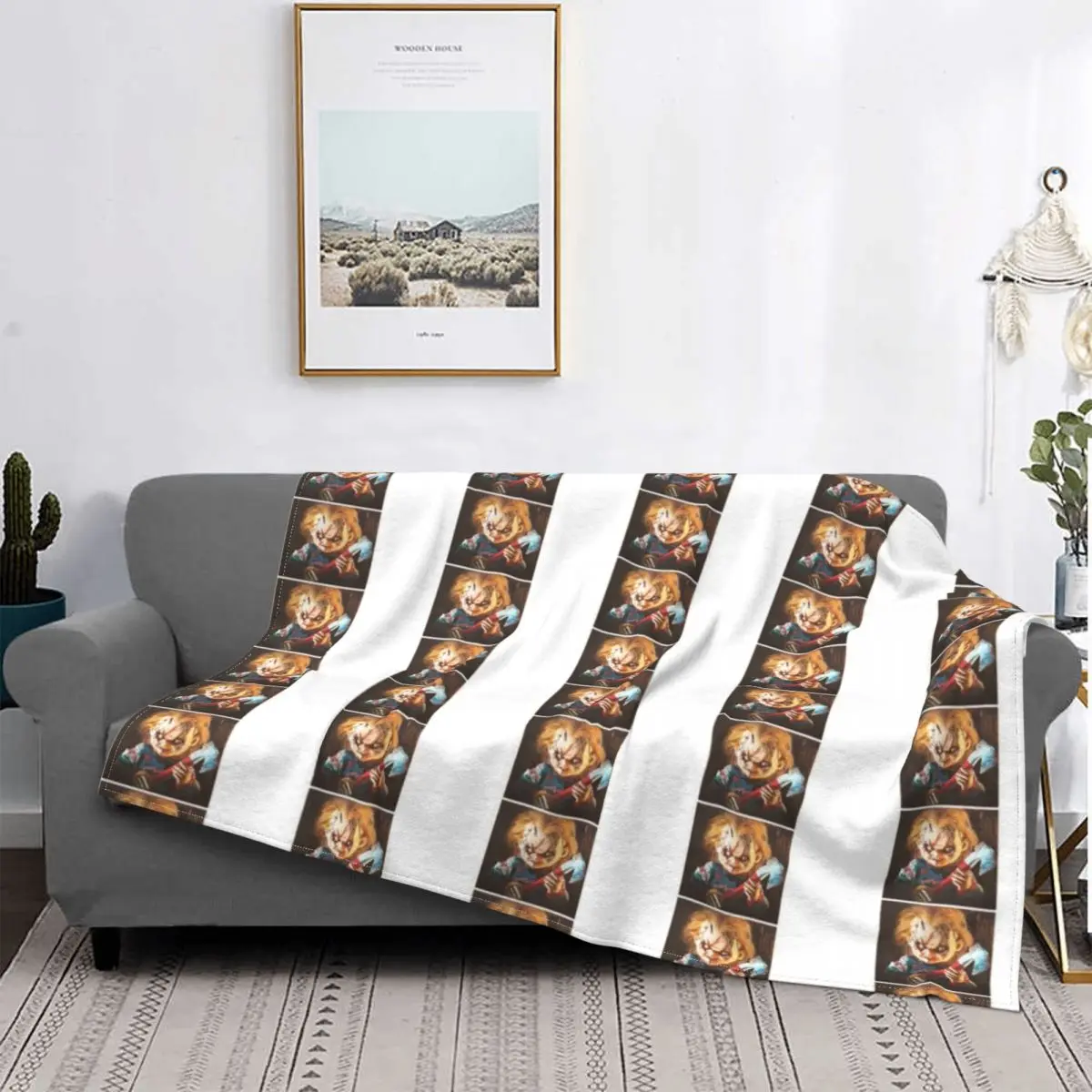 

Evil Chucky Blanket Horror Movie Pattern Plush Warm Soft Flannel Wool Blanket for Bedspread Bedding Sofa Quilt