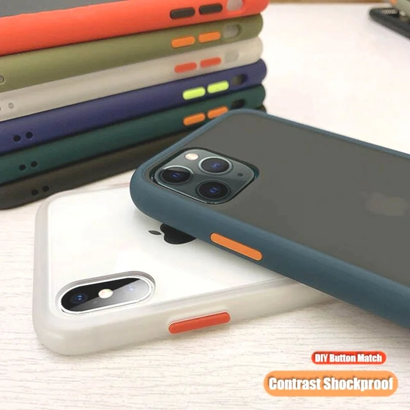 Противоударный силиконовый чехол для iPhone 11 Pro XS Max XR X прозрачный матовый защитный