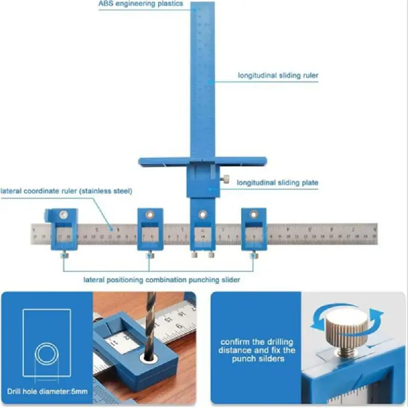 Инструмент для крепления фурнитуры шкафа - направляющая сверления дюбелей по