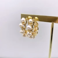 5 pieces handmade natural freshwater pearl womens earrings vintage earrings 14k gold earrings