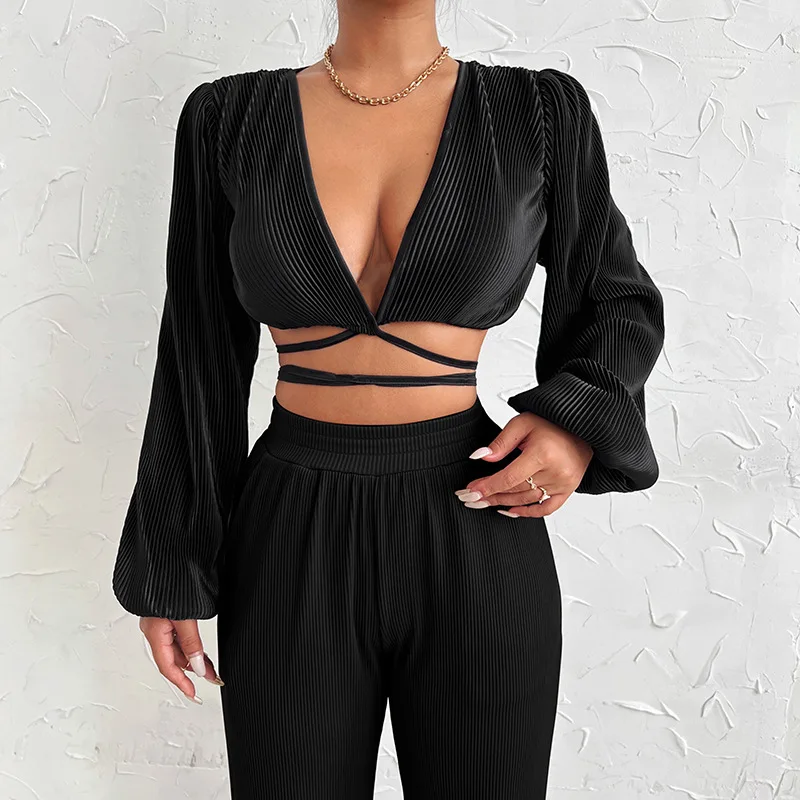 

Футболка женская весенне-Летняя женская одежда Новинка пикантный короткий топ с глубоким V-образным вырезом на шнуровке с открытым животом ...