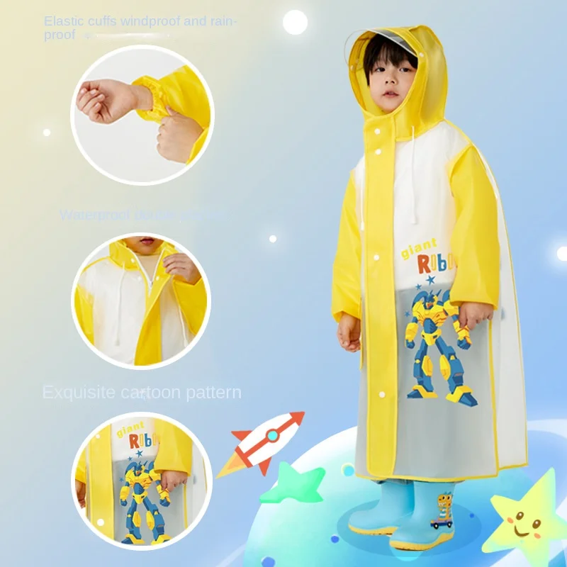 

Children's Whole Body Raincoat Primary School Students One-Piece Raincoat Schoolbag Cartoon Kindergarten Raincoat Poncho