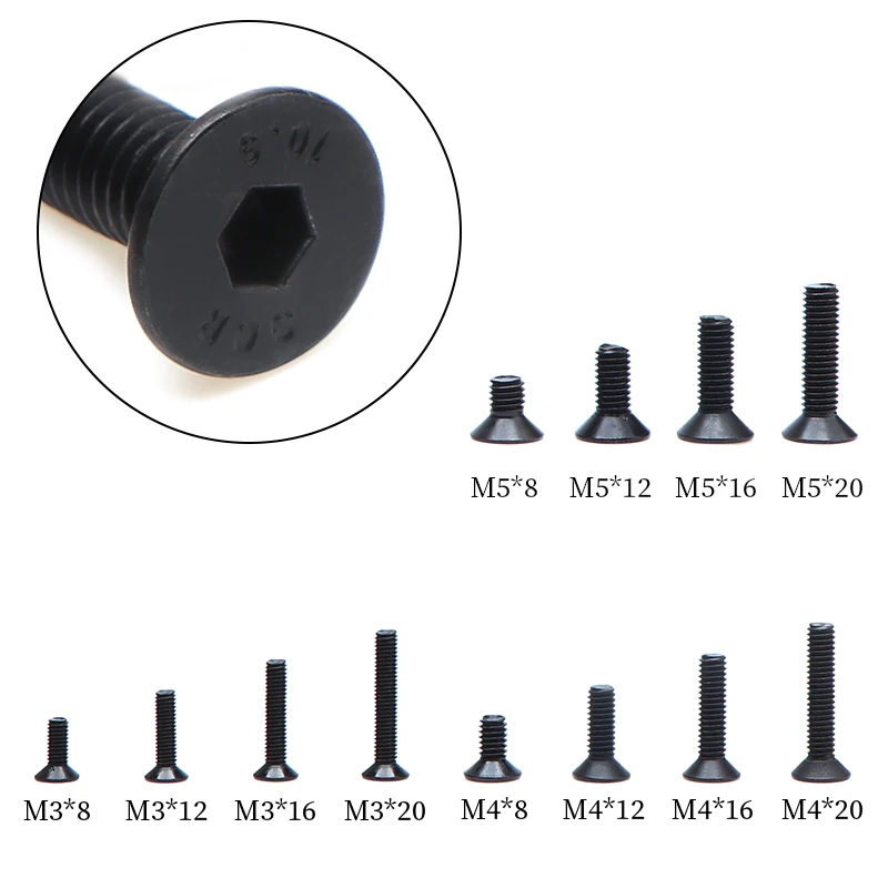 10/30 шт. M2 M3 M4 M5 304 нержавеющая сталь/черная углеродистая сталь Шестигранная розетка плоская потайная головка шестигранный болт