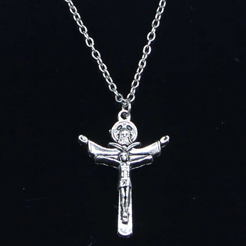 

20pcs New Fashion Necklace 34x24mm Cross Jesus Pendants Short Long Women Men Colar Gift Jewelry Choker