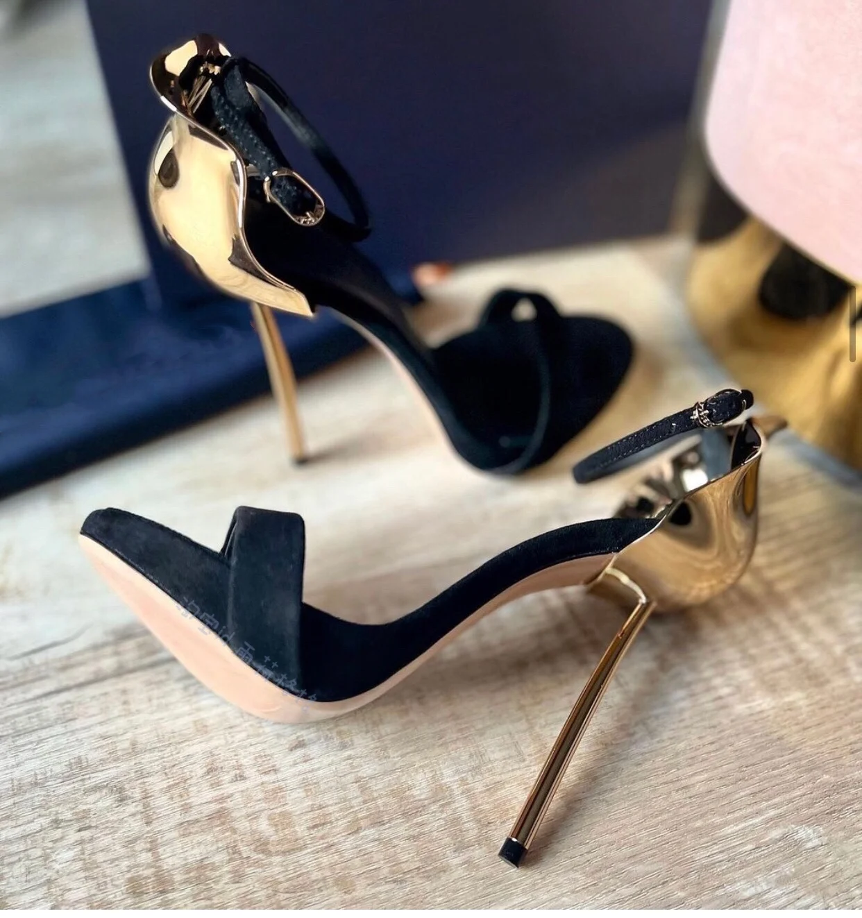 Stiletto Heel Solid Sandals Petal Round Toe Ankle Strap Fashion Women's High Heels Summer All-match  Leather Fashion Sandals
