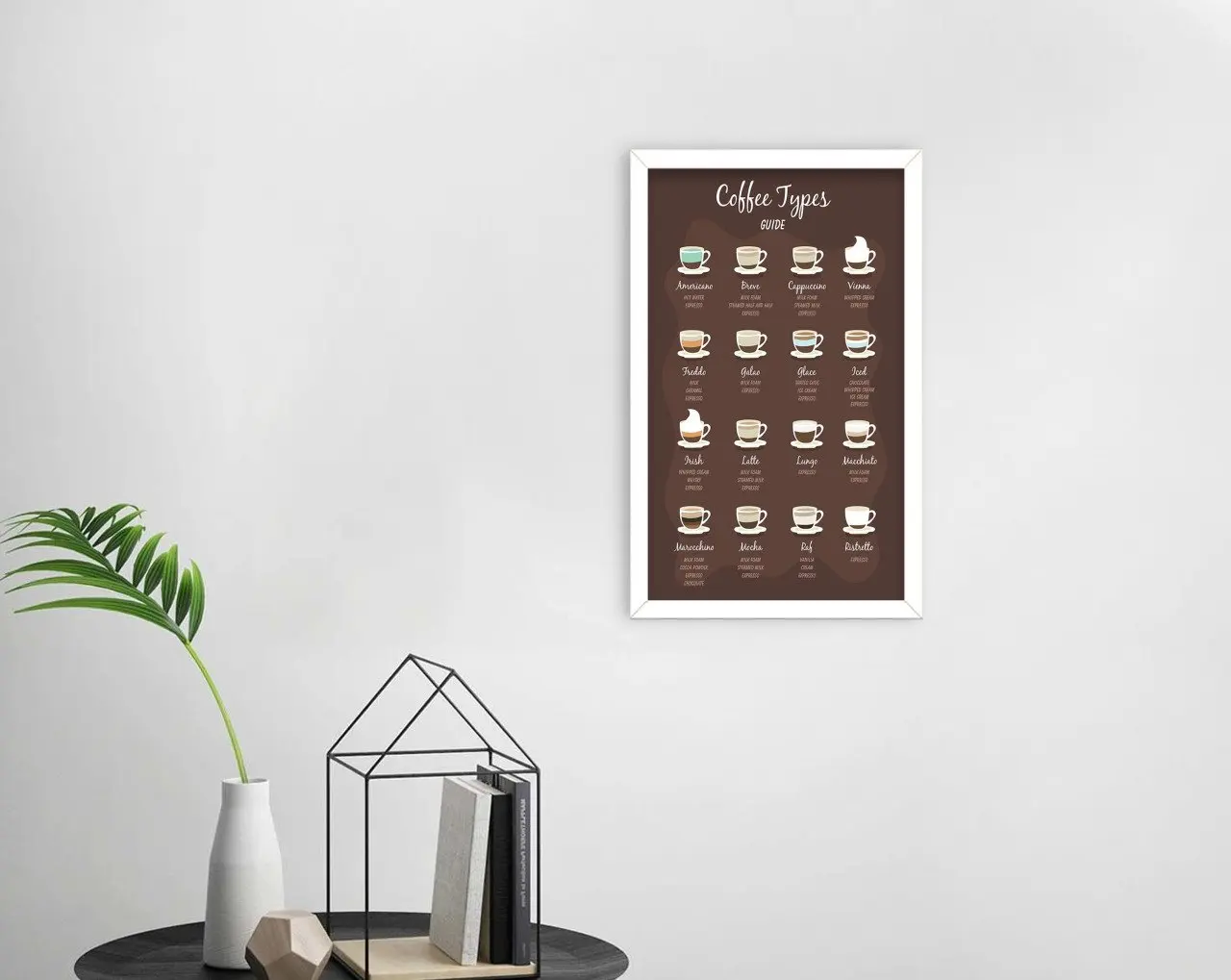 

BK Home Coffee Design Decorative Wood White Framed Tablo-19