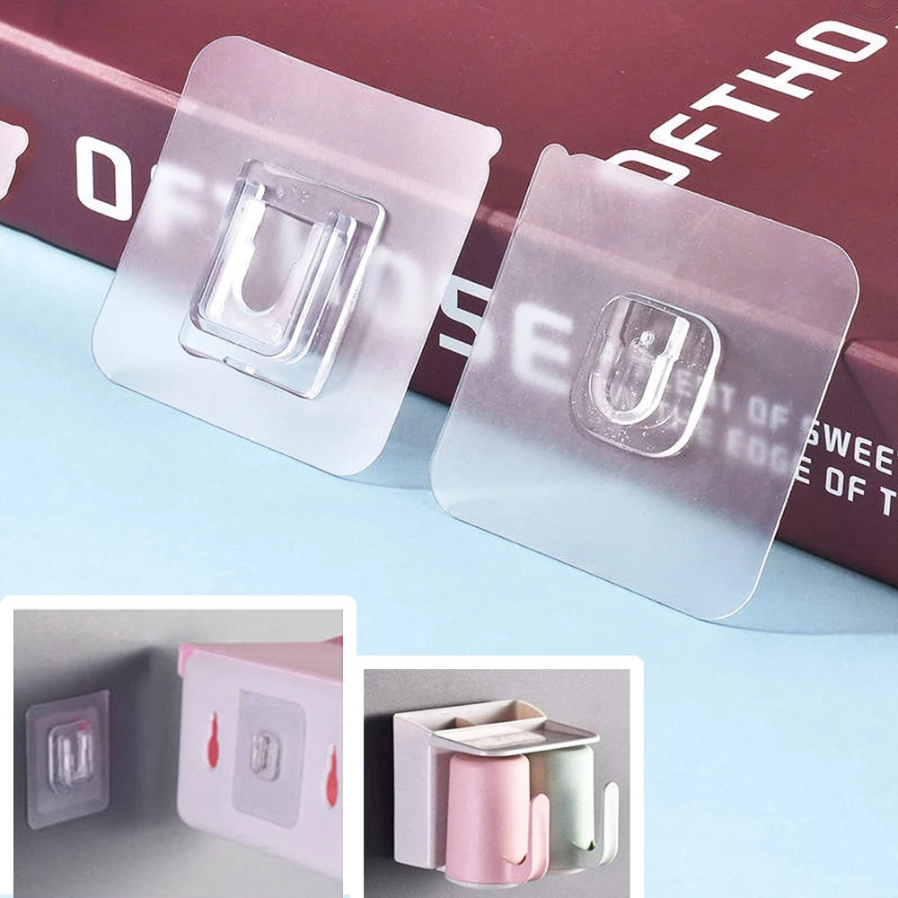 

1/5/10/15 Pairs Double Sided Adhesive Wall Hooks Wall Hanger Transparent Suction Cup Sucker Hook Double-Sided Multi-Purpose Hook
