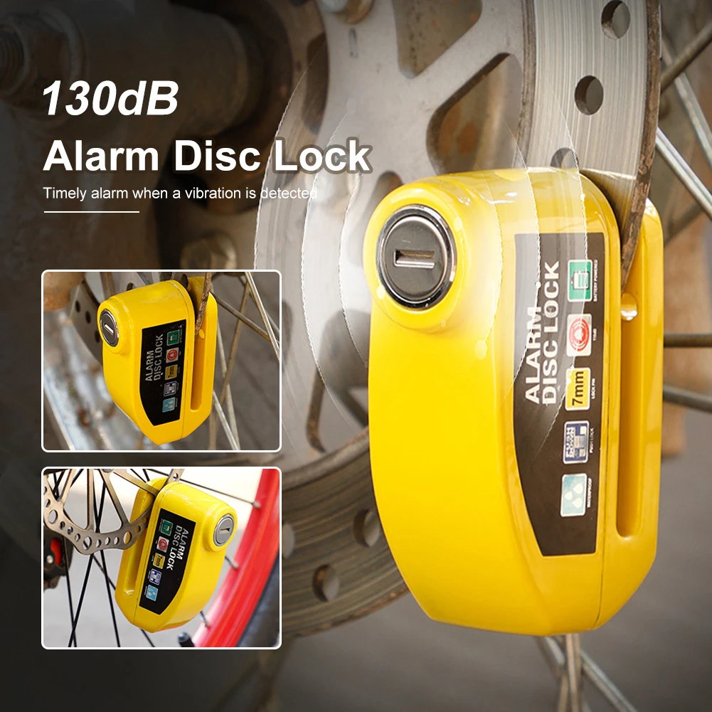 

Alarm Disc Lock 130dB Alarm Disc Brake Lock Waterproof Anti-Theft Disc Brake Padlock with 2 Keys for Motorcycles MTB Road Bike