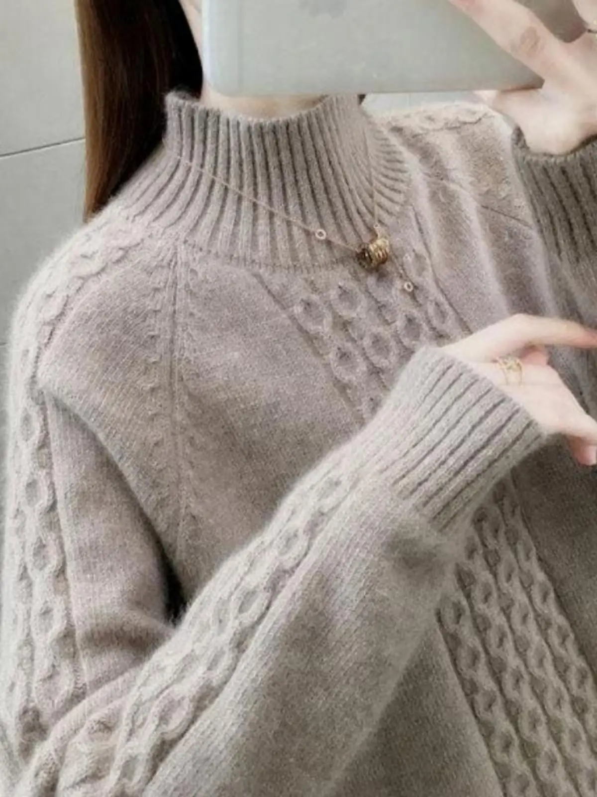 Autumn and Winter Twist Turtleneck sweater Women Loose Super Plus size Chubby Girl Outerwear 25.00kg Korean Sle Knitted Bo...