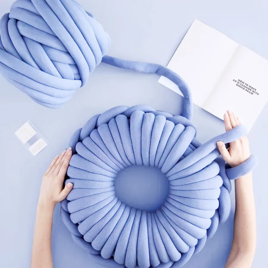 

Thick 1000g Long-staple Cotton Thick Super Bulky Chunky Yarn DIY Knot Tube Seamless Fluffy Soft Breathable Blanket
