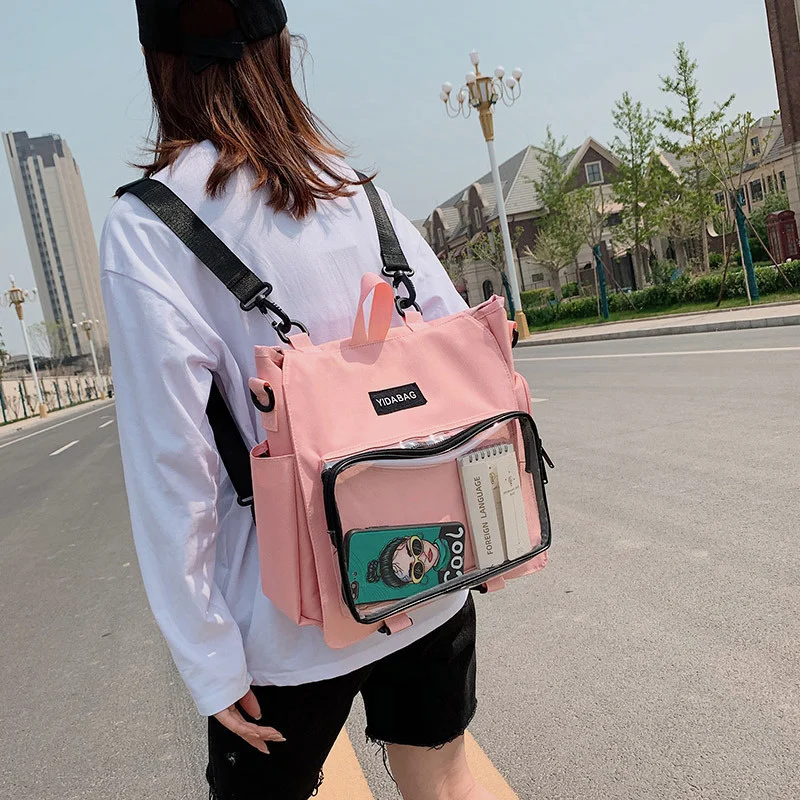 

New Fashion Ita Bag Backpack Clear Pocket for Women Large Capacity Girls Transparent Shoulder Itabag Street Back Packs