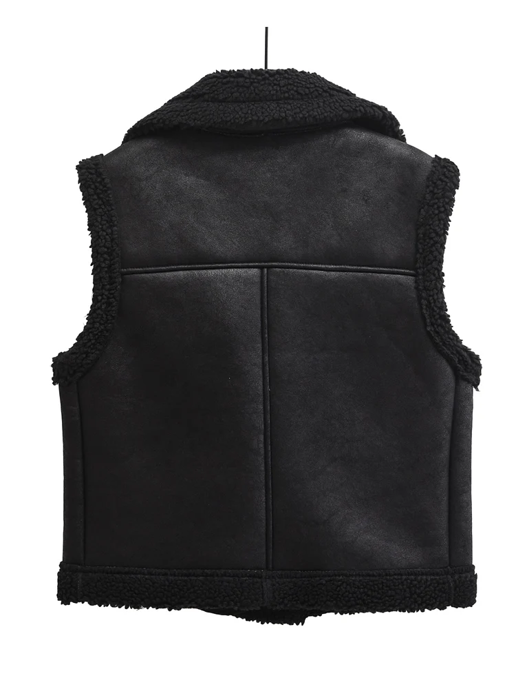 KAOPU ZA женский двусторонний жилет из искусственной овчины винтажный верхний