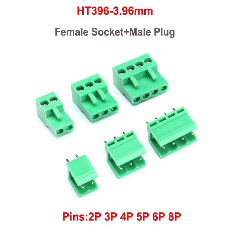 

10 комплектов HT3.96 3,96 мм Шаг прямой гнездовой разъем + штекер PCB коннектор винтовой клеммный блок 2 3 4 5 6 8 контактный разъем