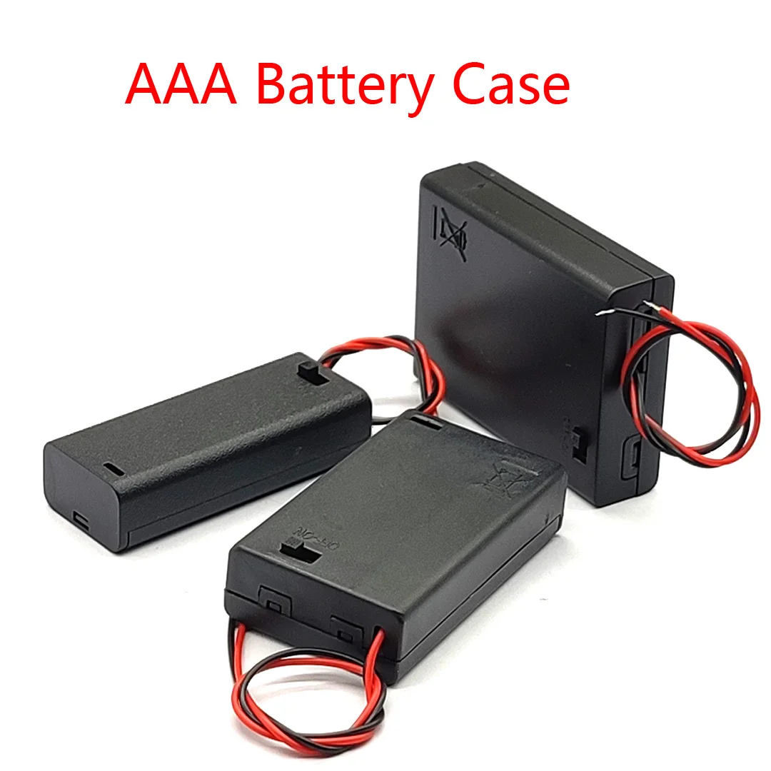 

1Pcs AAA Battery Holder Case Box With Leads With ON/OFF Switch Cover 2 3 4 Slot Standard Battery Container Drop Shipping