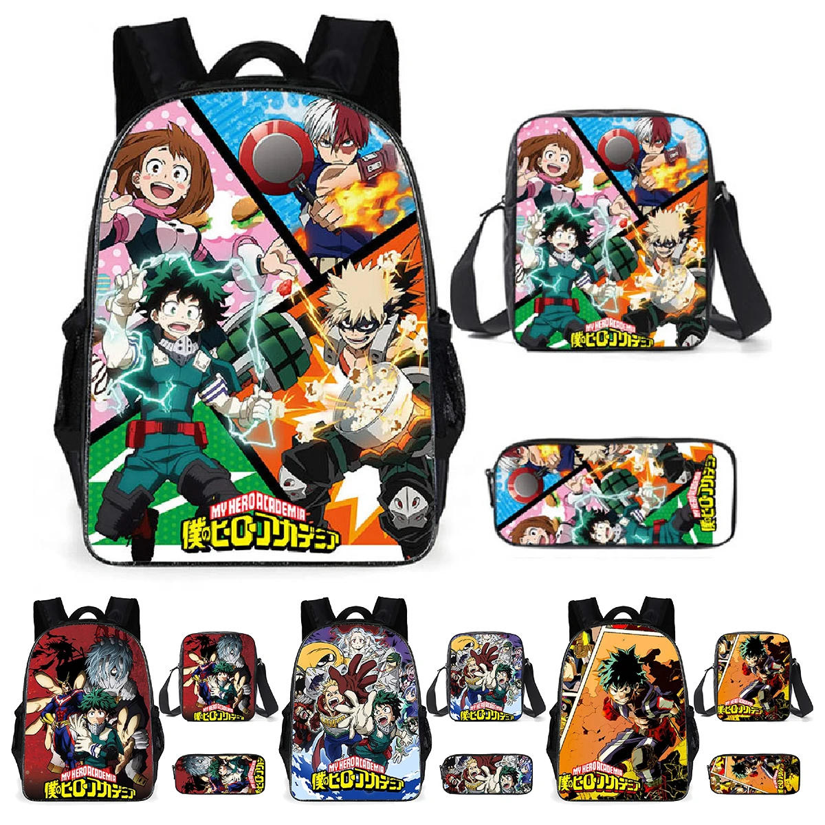 

New 3pcs Set Anime My Hero Academia Backpack Twilight Midoriya Izuku Bakugou Shoto Figures Kids School Bags Travel Bag Children