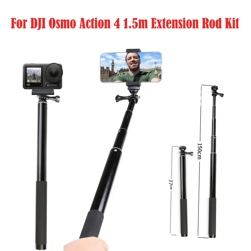 

Селфи-палка для камеры DJI Osmo Action 4, 1,5 м, регулируемая длина от 0,37 до 1,5 метров