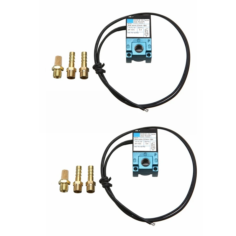 

2X DC 24V 5.4W ECU 3 Port Electronic Boost Control Solenoid Valve 35A-AAA-DDAA-1BA With 6Pcs Fittings Kits