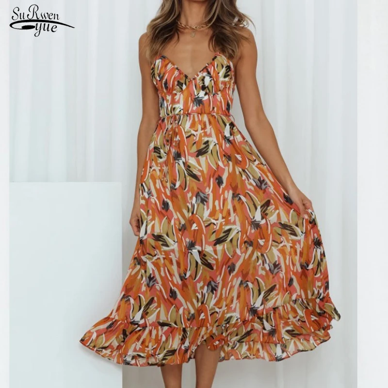 

Модное богемное платье с вырезом лодочкой для женщин 2022 Летнее цветочное платье с коротким рукавом облегающее пикантное платье без рукавов...