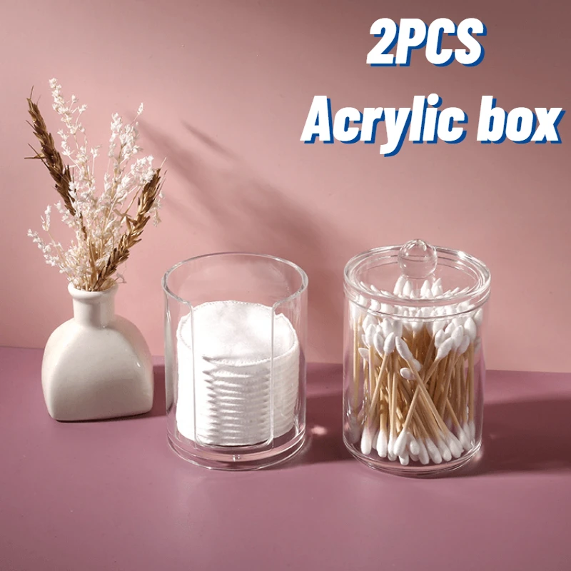 

Makeup Organizer Acrylic Storage box Cotton Pad Holder Bathroom Transparent Cotton Swabs Organizer For cosmetic Drawer