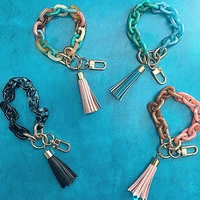 acrylic link keychain wristband keychain bracelet bracelet keyring fringe fashion jewelry