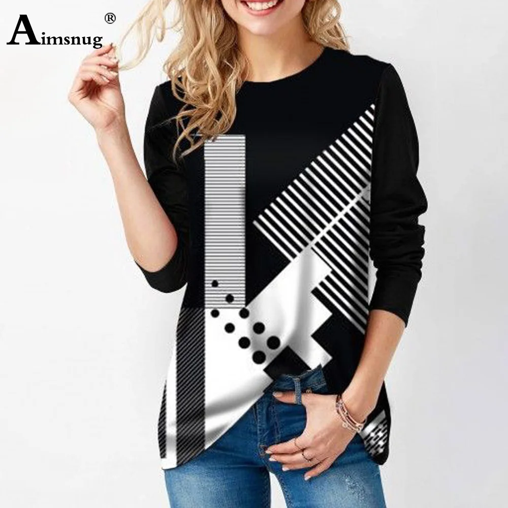 

Women Elegant Geometric Printed T-shirt O-neck Fashion Boho Tops Women's Oversize Shirt Clothing 2023 Spring New Tees Pullovers