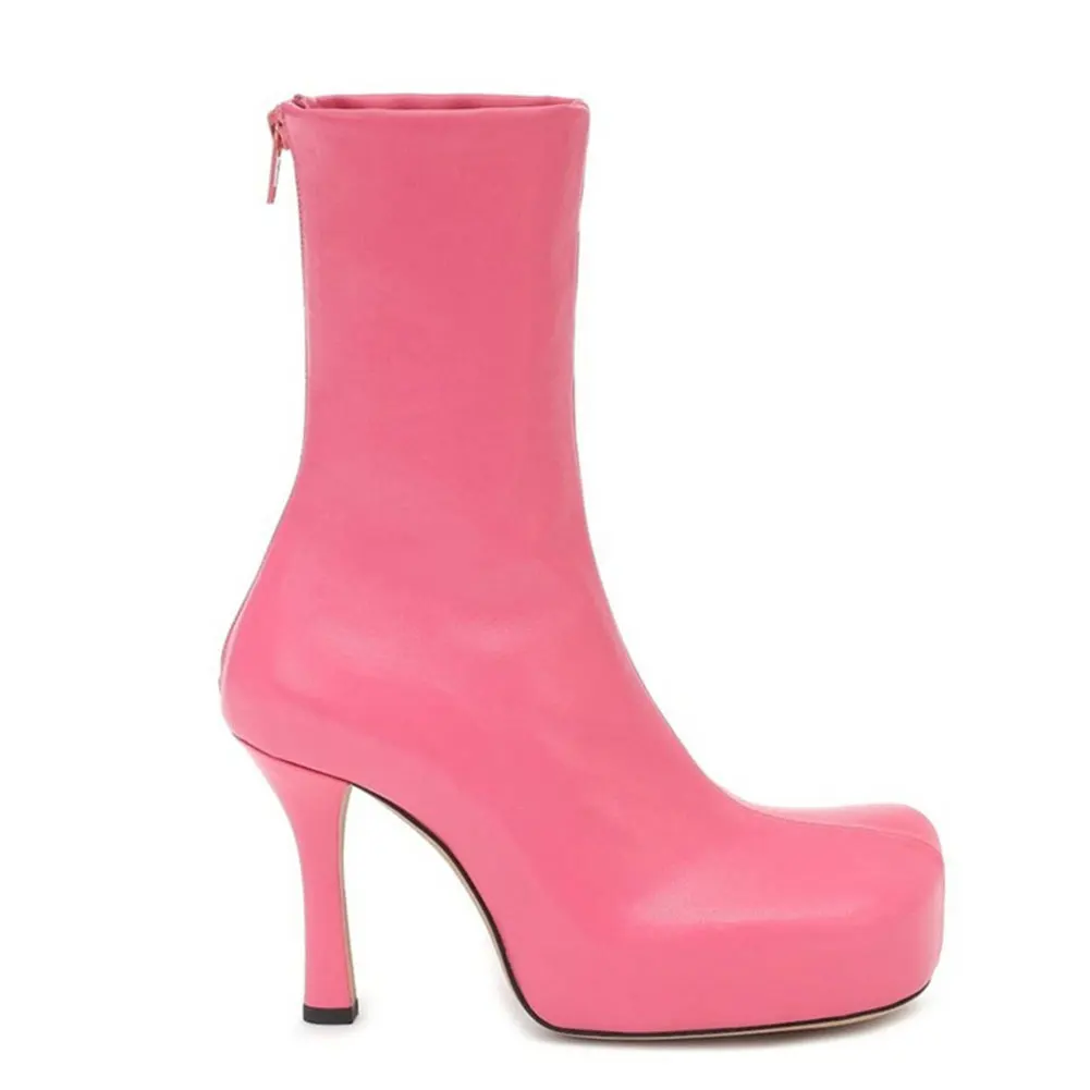 

Gnazhee 2022 новый бренд милый розовый квадратный носок на тонком высоком каблуке сексуальные вечерние женские ботильоны закрытые женские ботин...